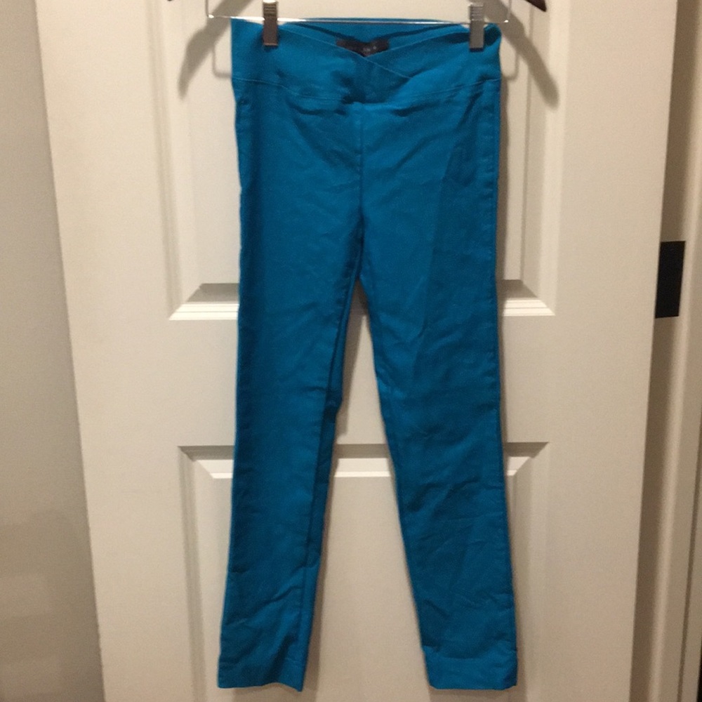 Suzy Sheir womens skinny rayon blend stretchy leggings pants size S teal